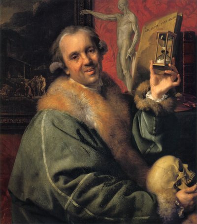 Zelfportret (met zandloper en schedel) door Johan Joseph Zoffany